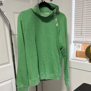J. Crew Emerald Buttoned Turtleneck Sweater